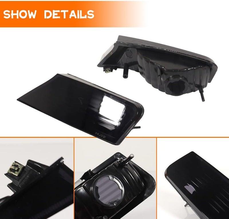 Tonsya For 2008 2009 2010 2011 2012 Jeep Liberty Front Bumper Signal Side Marker housing Smoked Lens 57010124AA-PFM, 57010125AA-PFM，‎CH2520145, CH2521145 - Image 2